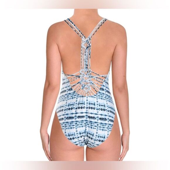Bar III Women’s Macrame Racerback One-Piece Swimsuit Tie Dye size XS - Picture 4 of 5